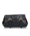 Dries Van Noten Textured Leather Shoulder Bag With Gold-tone Buckle Closure In Black