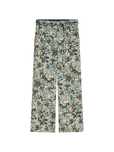Dries Van Noten Flared Floral Trousers In Black