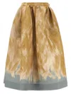 Dries Van Noten Printed High-rise Midi Skirt In Beige