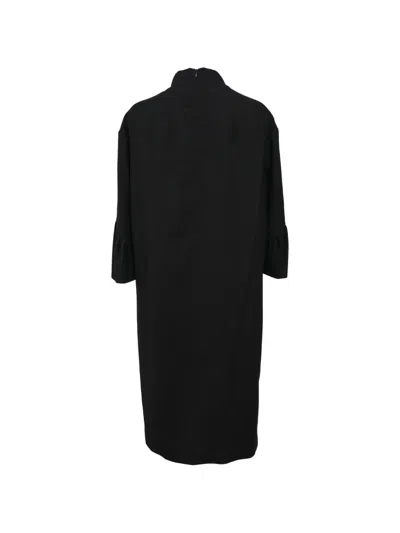 Pre-owned Dries Van Noten Flared-sleeve Midi Dress In Black