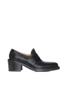 Dries Van Noten Calfskin Heeled Penny Loafers In Black