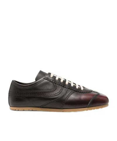 Dries Van Noten Leather Low-top Sneakers In Burgundy
