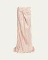 Dries Van Noten Floor-length Draped Silk Skirt In Pink