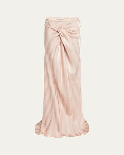 Dries Van Noten Floor-length Draped Silk Skirt In Pink