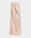 Dries Van Noten Floor-length Draped Silk Skirt In Pink