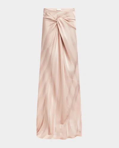 Dries Van Noten Floor-length Draped Silk Skirt In Pink