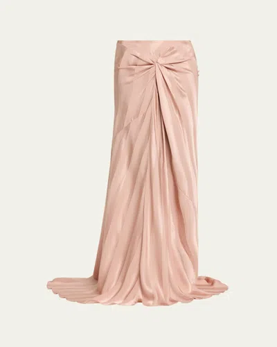 Dries Van Noten Floor-length Draped Silk Skirt In Pink