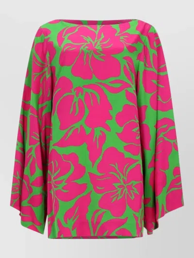 Dries Van Noten Floral Boat Neck Mini Dress Long Sleeves In Multi
