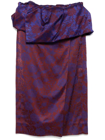 Dries Van Noten Floral Brocade Midi Skirt In Red