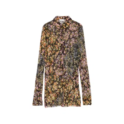 Dries Van Noten Floral Cotton Poplin Shirt In Black