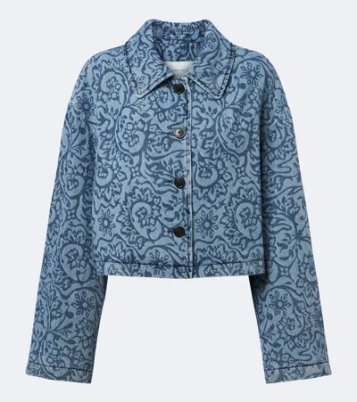 Dries Van Noten Floral Denim Jacket In Blue