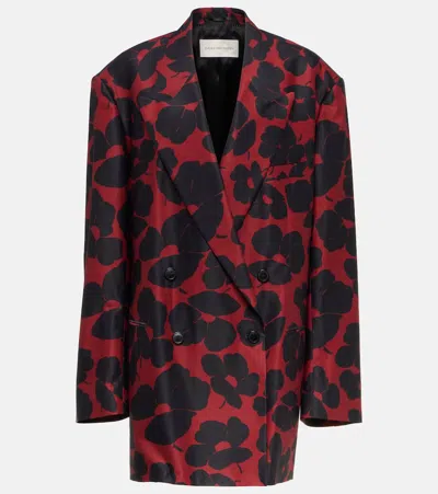 Dries Van Noten Floral Double-breasted Blazer In Red 352