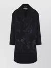 Dries Van Noten Oversized Double-breasted Coat With Peonia Print In Black