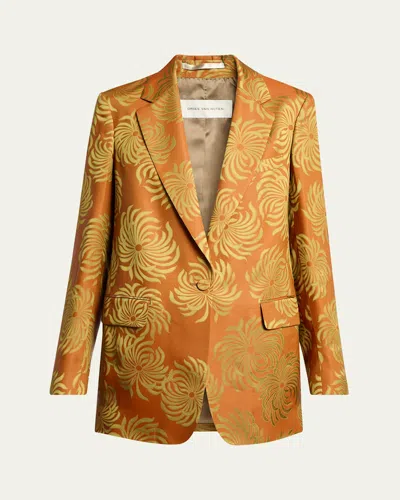 DRIES VAN NOTEN FLORAL DOUBLE-DYE JACQUARD BLAZER