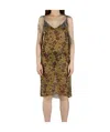 Dries Van Noten Green Beaded Midi Dress In Brown