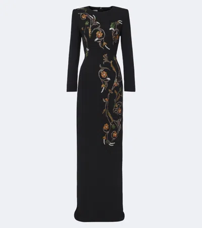 Dries Van Noten Floral Embellished Gown In Black