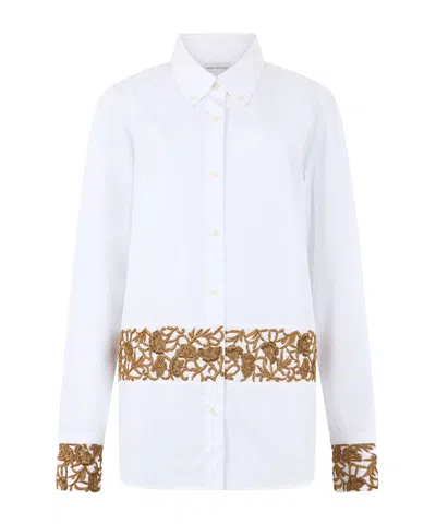 Dries Van Noten Floral Embroidered Shirt In White
