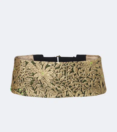 Dries Van Noten Floral Jacquard Belt In Gold