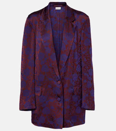 Dries Van Noten Floral Jacquard Blazer In Burgundy