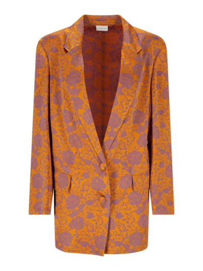 Dries Van Noten Floral Jacquard Blazer – Orange
