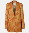 Dries Van Noten Floral Jacquard Blazer In Burgundy