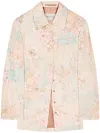 Dries Van Noten Notched Lapel Floral Jacket With Pockets In Pink