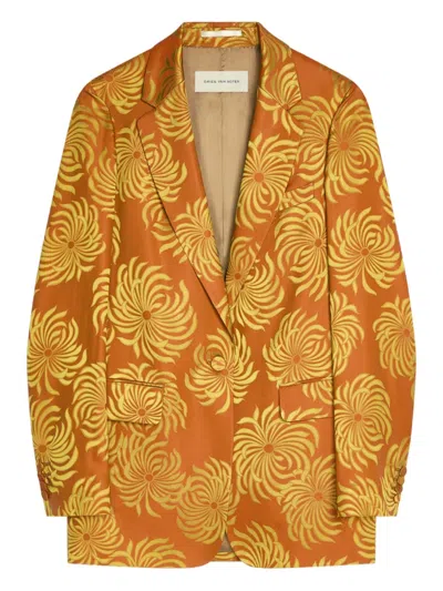 Dries Van Noten Floral Jacquard Blazer In Yellow