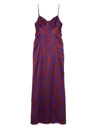 Dries Van Noten Floral Jacquard Dress In Red