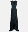 Dries Van Noten Floral Jacquard Gown In Green