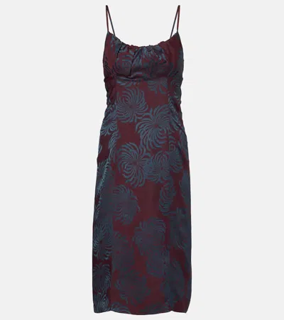 Dries Van Noten Floral Jacquard Midi Dress In Purple