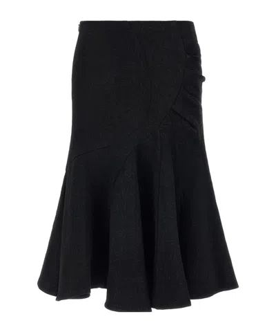 Dries Van Noten Floral Jacquard Midi Skirt In Brown