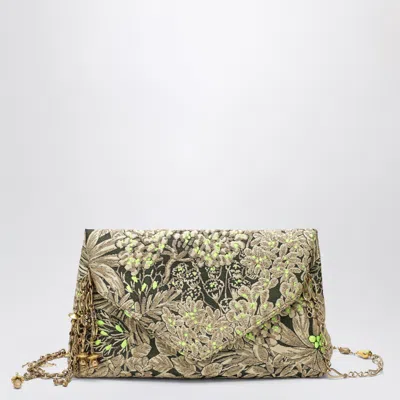 Dries Van Noten Floral Jacquard Mini Fabric Bag With Metal Hardware In Gray