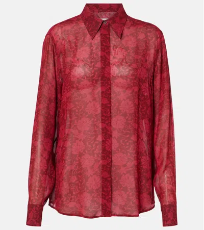 Dries Van Noten Floral Jacquard Shirt In Cherry