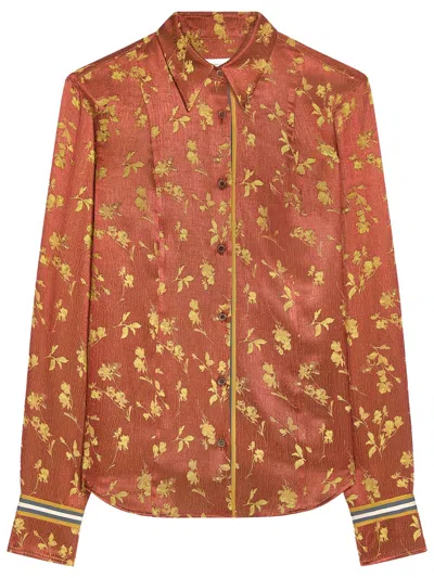 Dries Van Noten Floral Jacquard Shirt Rust In Brown