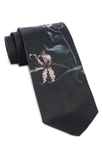 Dries Van Noten Floral Jacquard Silk Tie In Black