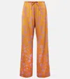 Dries Van Noten Puvis Floral Jacquard Straight-leg Pants In Orange