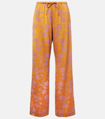 DRIES VAN NOTEN FLORAL JACQUARD WIDE-LEG PANTS