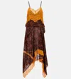 Dries Van Noten Floral Lace-trimmed Jacquard Slip Dress In Multicoloured