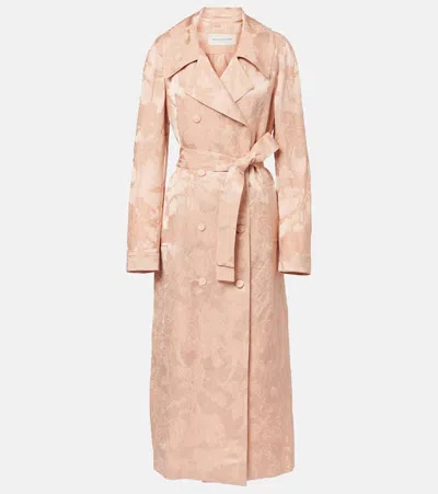 Dries Van Noten Floral Linen-blend Jacquard Coat In Pink