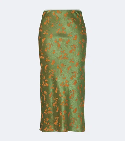 Dries Van Noten Floral Midi Skirt In Green