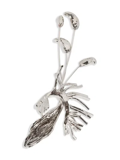 Dries Van Noten Floral-motif Brooch In Metallic