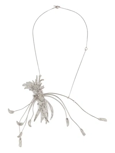 Dries Van Noten Floral-motif Necklace In Silver