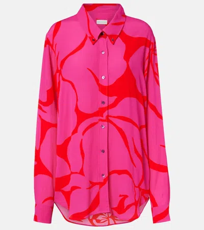 Dries Van Noten Floral Oversized Shirt In Pink