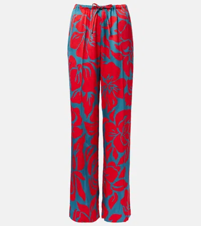 Dries Van Noten Floral Palazzo Pants In Red