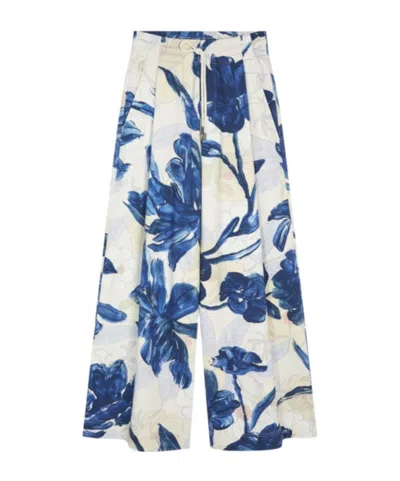 Dries Van Noten Floral Pattern Casual Pants In White