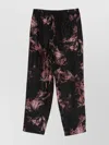 Dries Van Noten Floral Pattern Trousers Elastic Waistband In Black