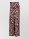 Dries Van Noten Floral Pattern Wide-leg Viscose Trousers In Burgundy