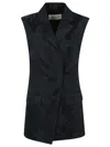 Dries Van Noten Floral Patterned Sleeveless Jacket With Tailored Silhouette In Black