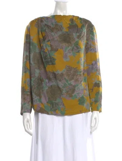 Pre-owned Dries Van Noten Floral Print Bateau Neckline Blouse In Multi