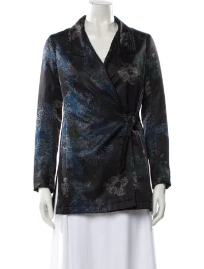 Pre-owned Dries Van Noten Floral Print Blazer In Black